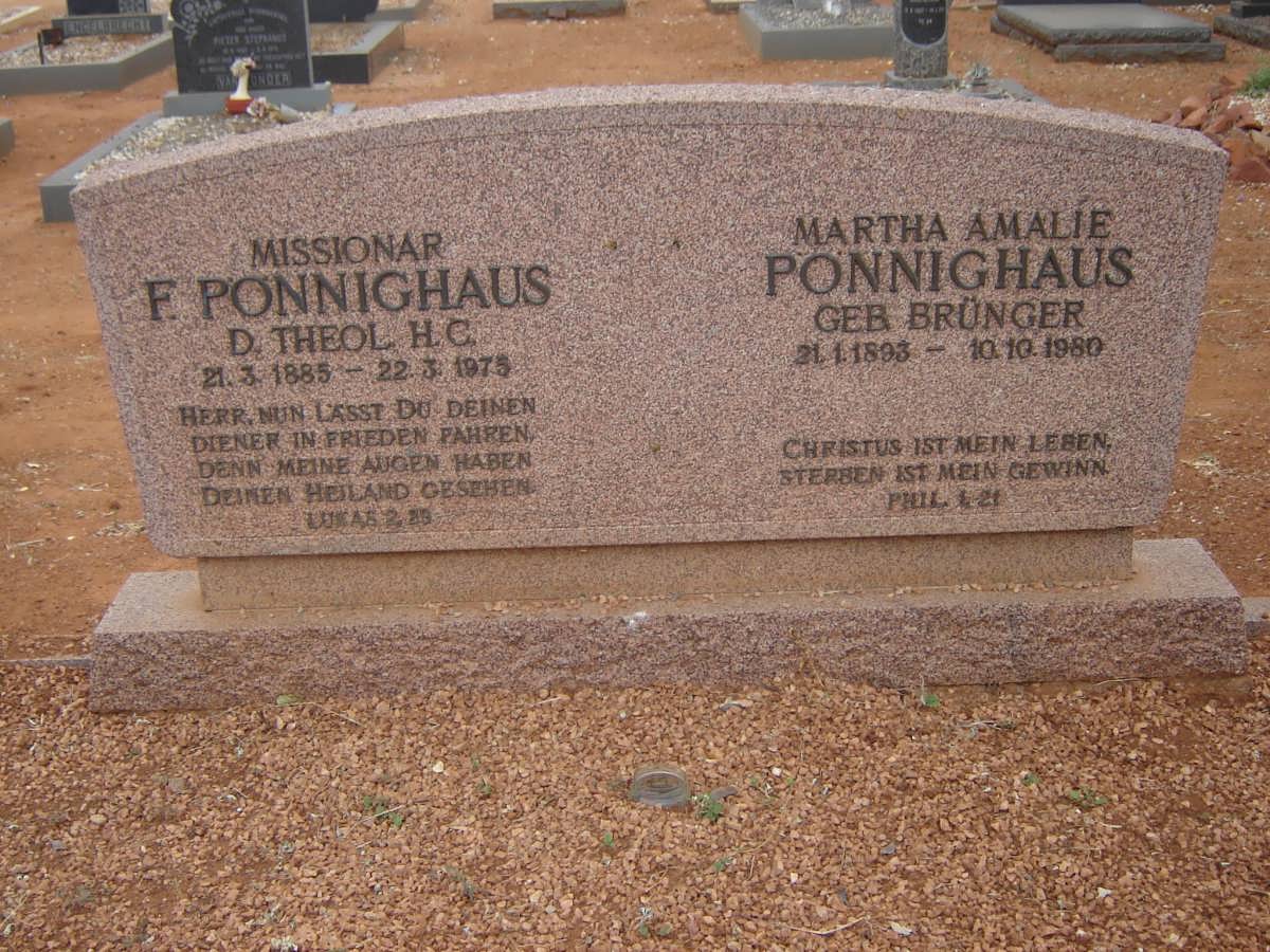 PÖNNIGHAUS F. 1885-1975 &amp; Martha Amalie BRÜNGER 1893-1980
