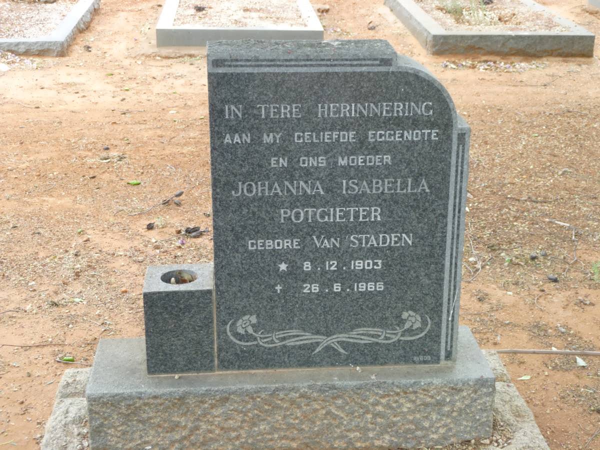 POTGIETER Johanna Isabella nee VAN STADEN 1903-1966