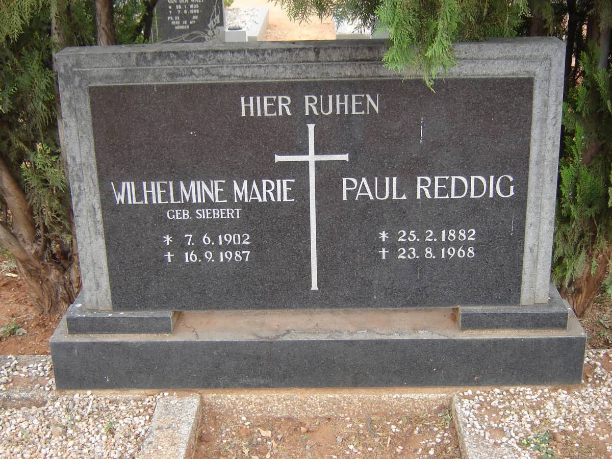 REDDIG Paul 1882-1968 &amp; Wilhelmine Marie SIEBERT 1902-1987
