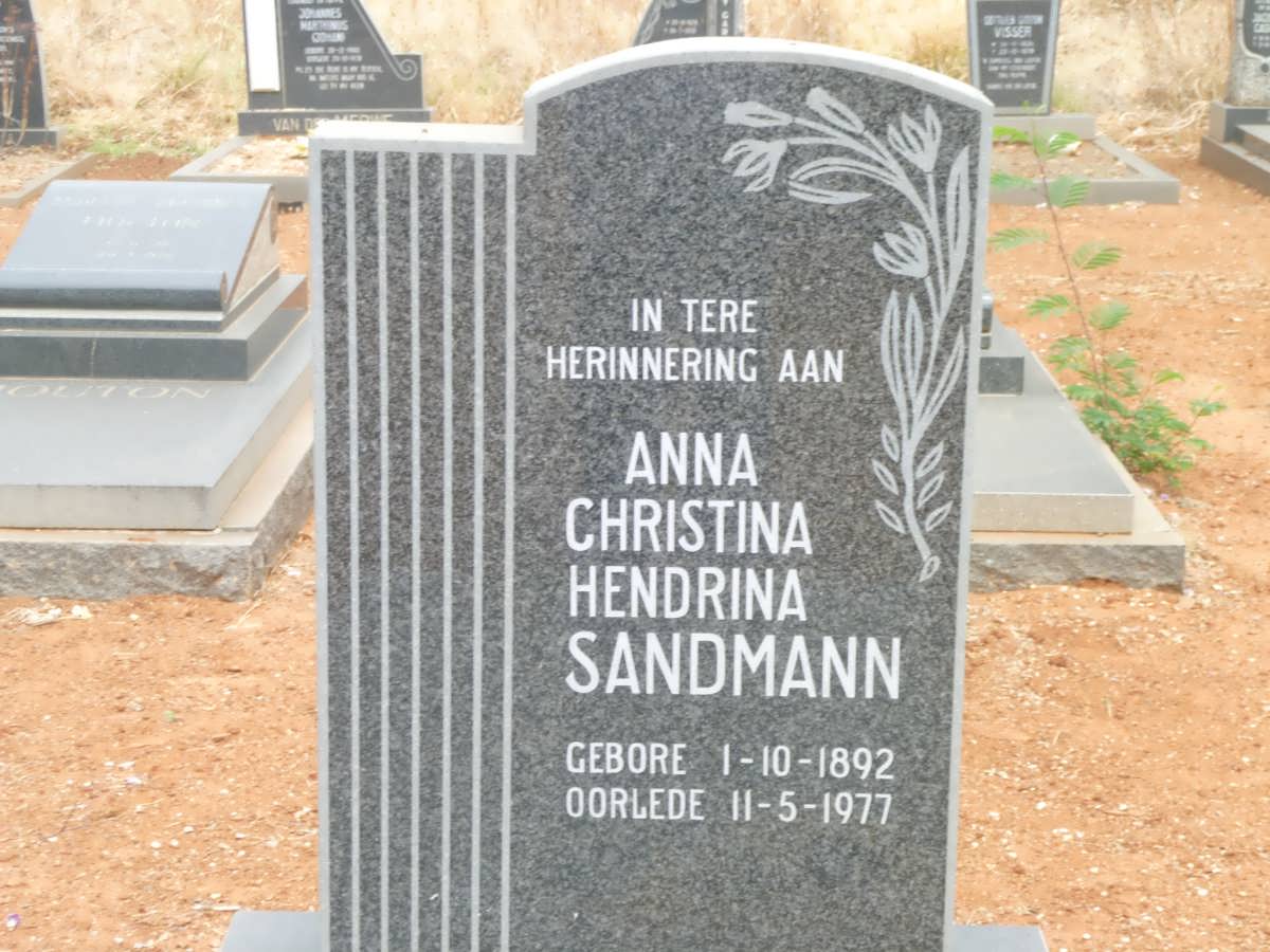 SANDMANN Anna Christina Hendrina 1892-1977