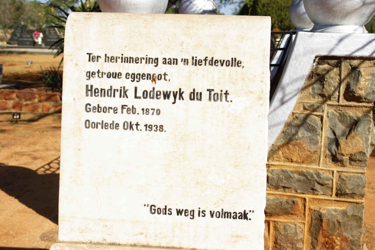 TOIT Hendrik Lodewyk, du 1870-1938