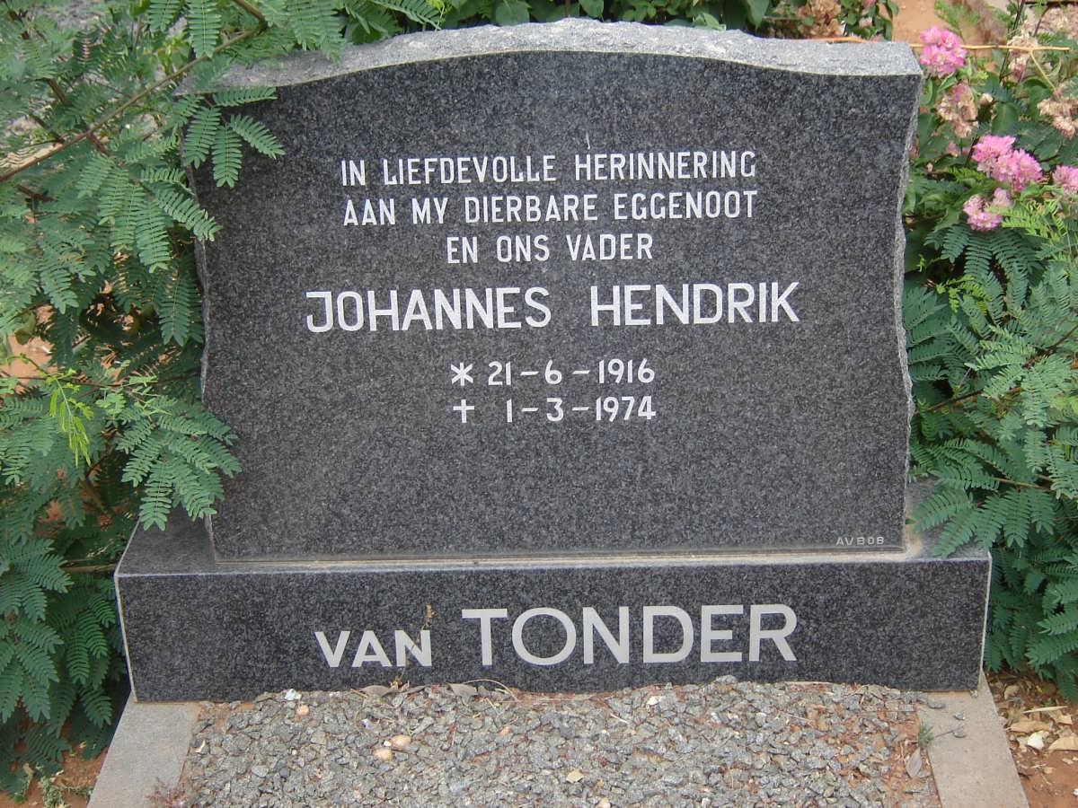 TONDER Johannes Hendrik, van 1916-1974