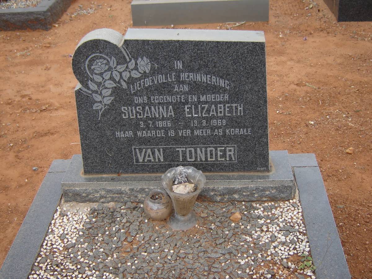 TONDER Susanna Elizabeth, van 1886-1969