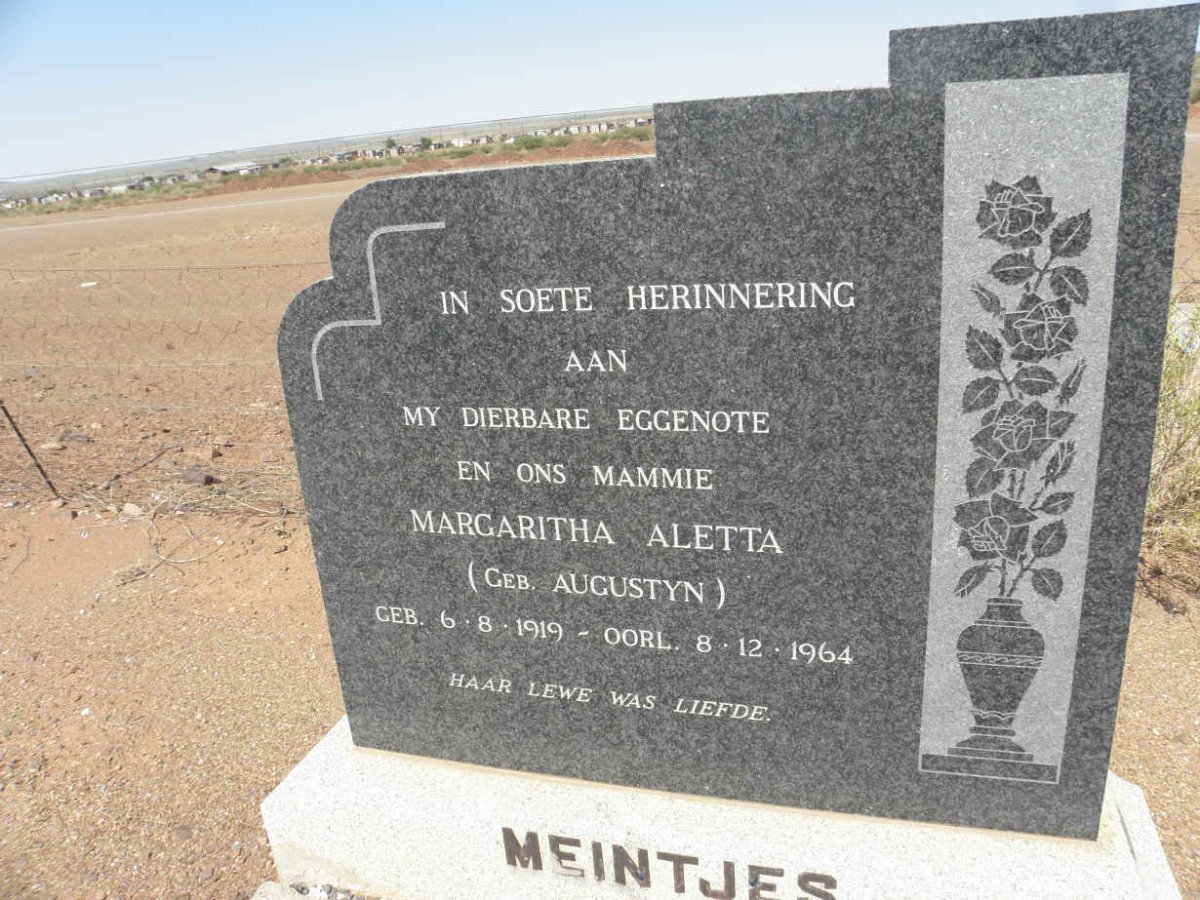 MEINTJES Margaritha Aletta nee AUGUSTYN 1919-1964