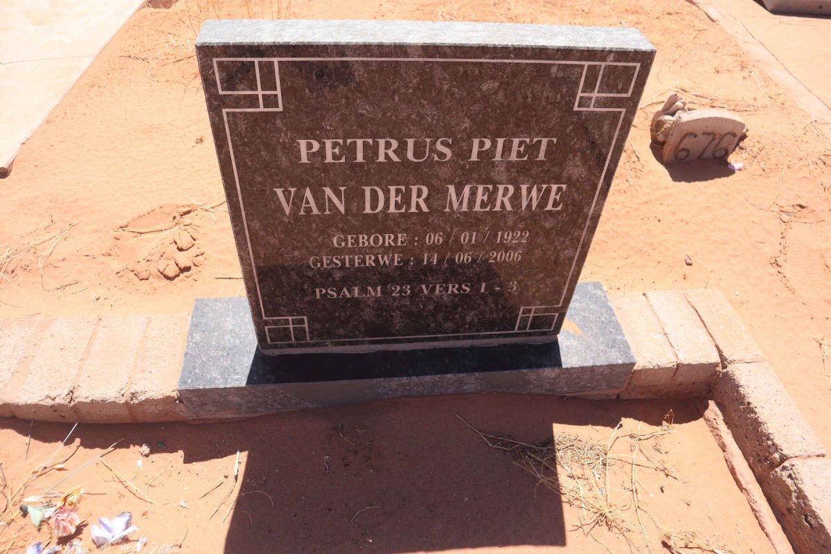MERWE Petrus Piet, van der 1922-2006