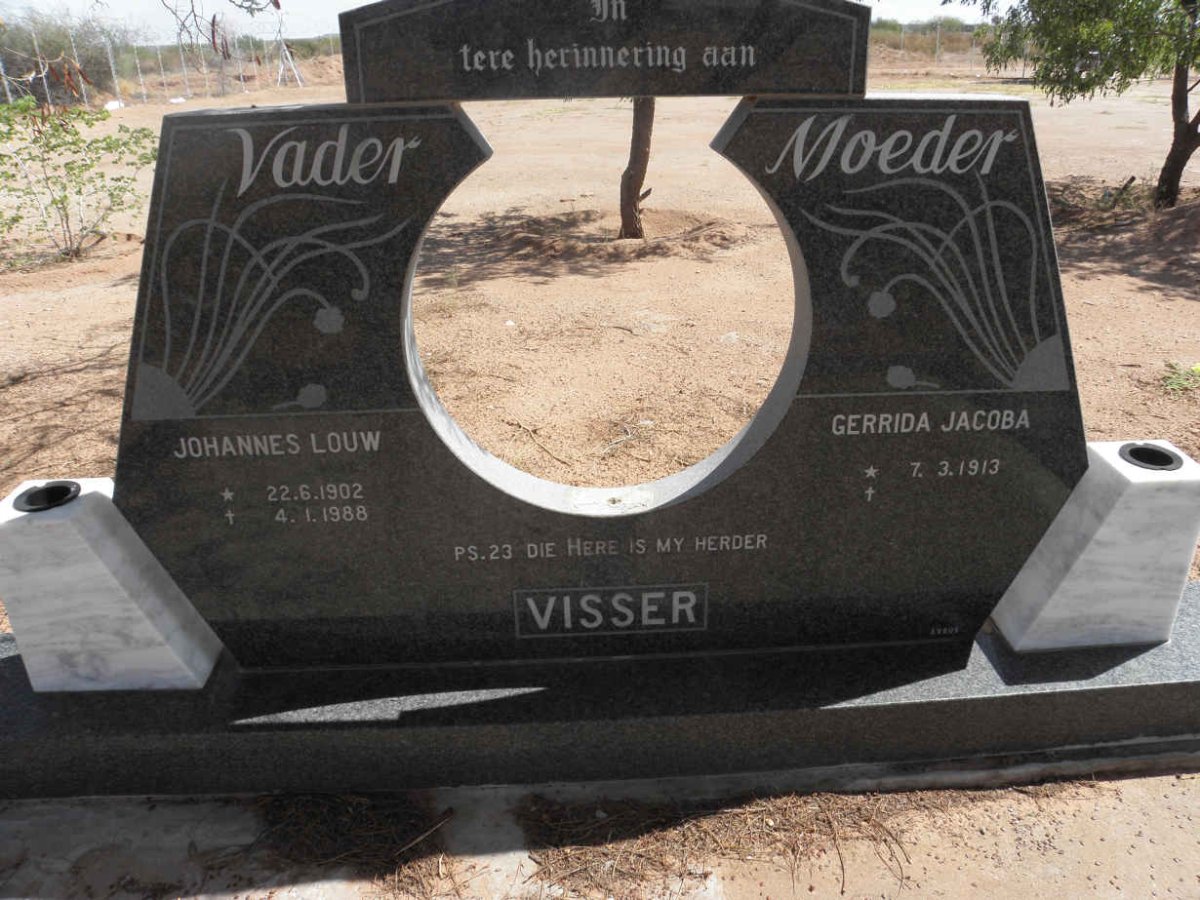 VISSER Johannes Louw 1902-1988 &amp; Gerrida Jacoba 1913-
