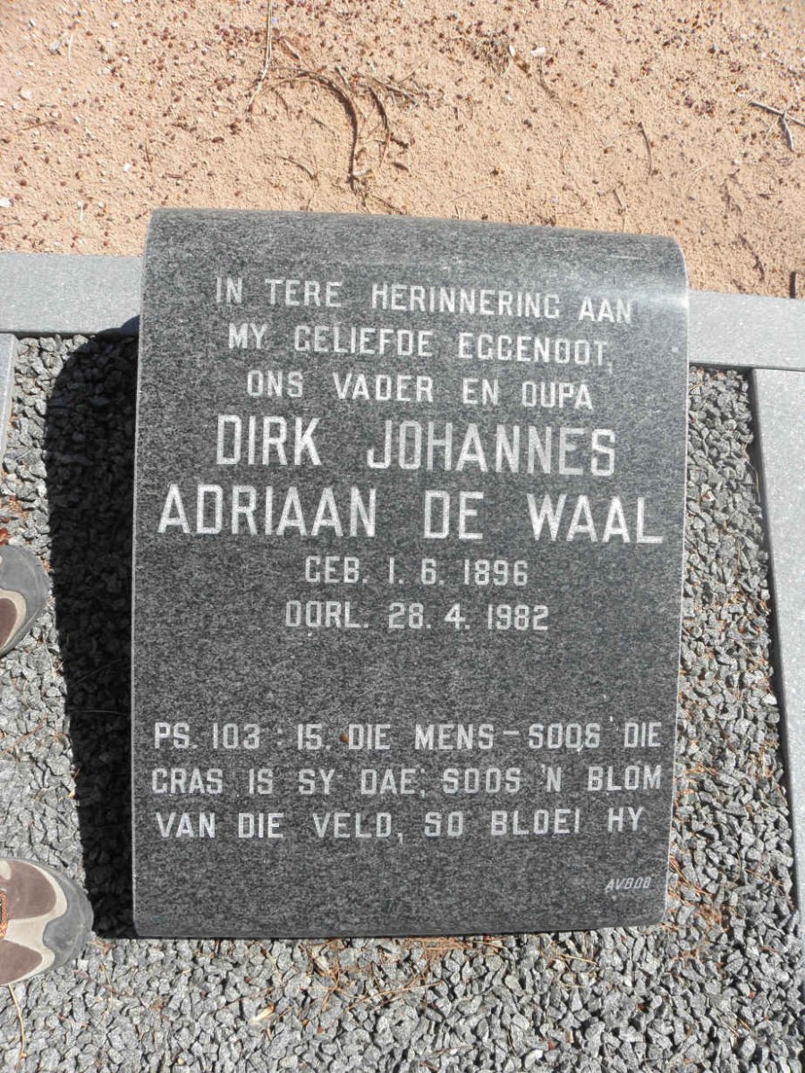 WAAL Dirk Johannes Adriaan, de 1896-1982