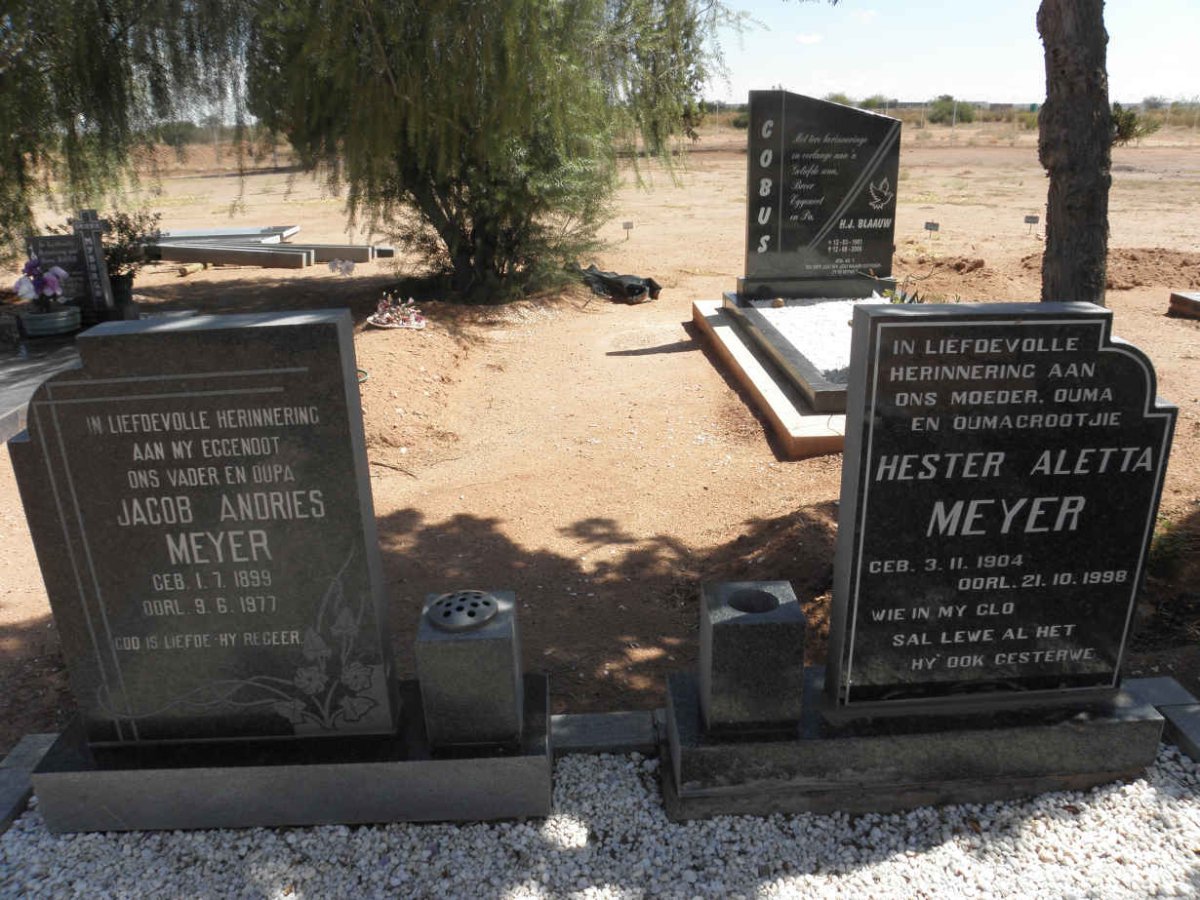 MEYER Jacob Andries 1899-1977 &amp; Hester Aletta 1904-1998
