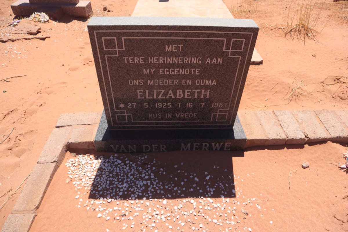 MERWE Elizabeth, van der 1925-1987