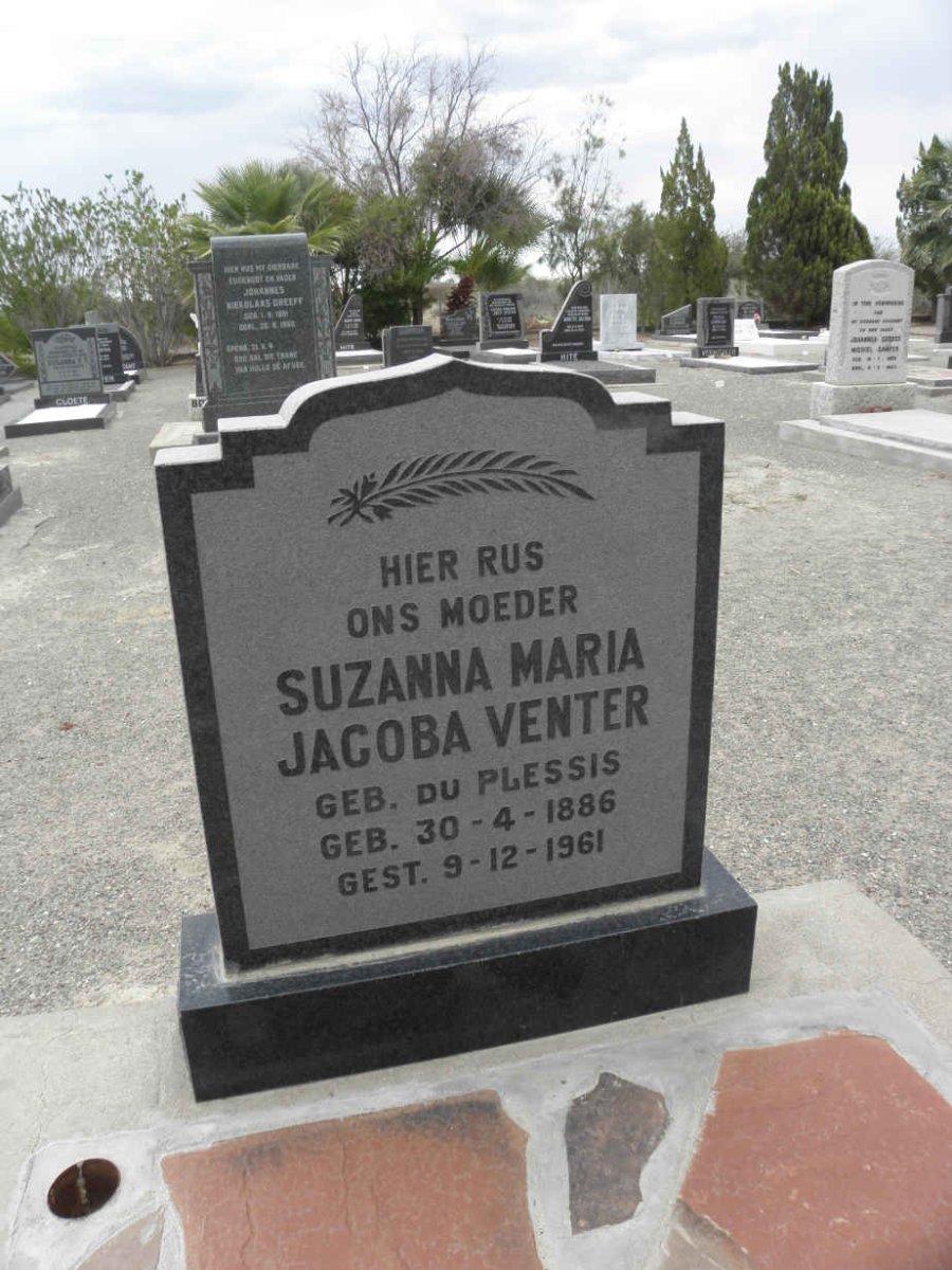 VENTER Suzanna Maria Jacoba nee DU PLESSIS 1886-1961