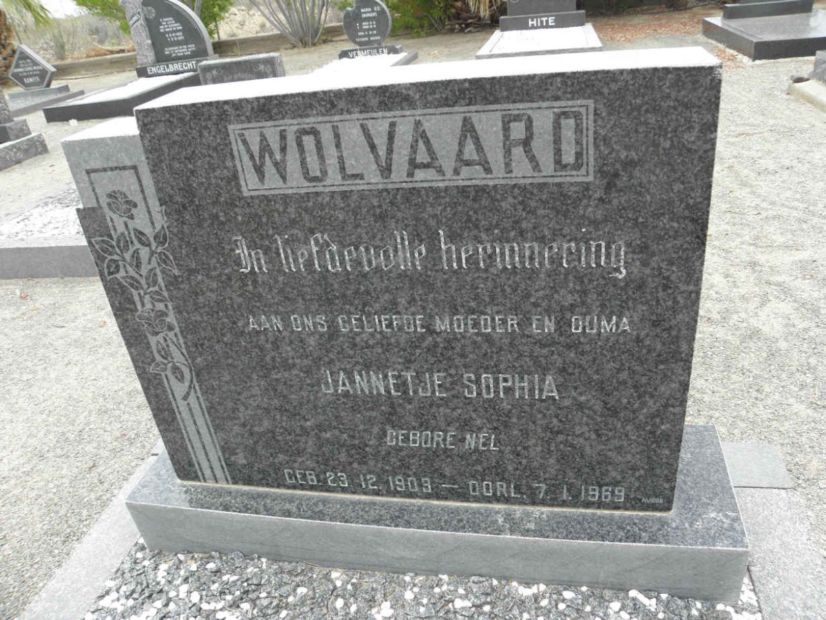 WOLVAARD Jannetjie Sophia nee NEL 1909-1969