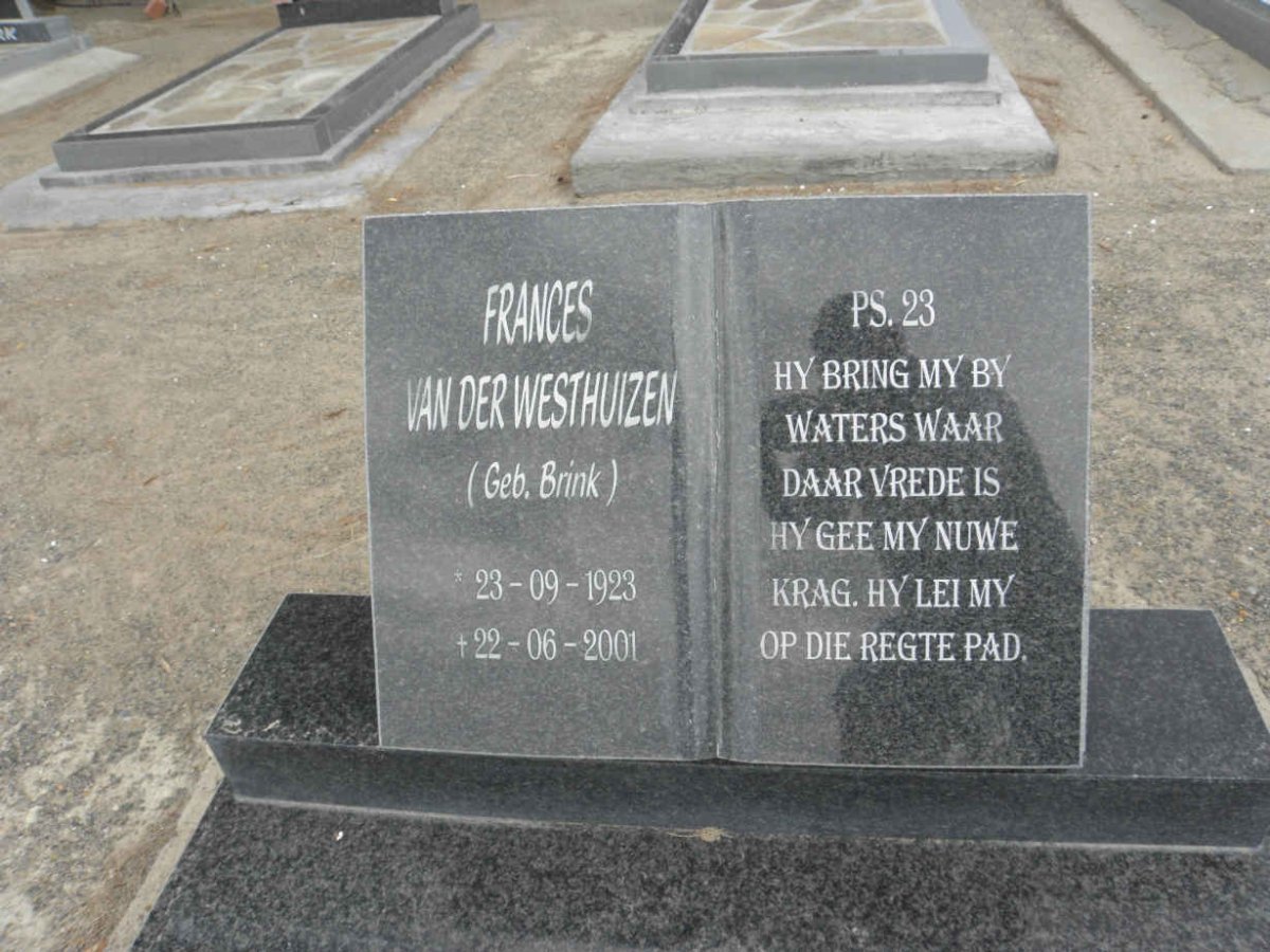 WESTHUIZEN Frances, van der nee BRINK 1923-2001