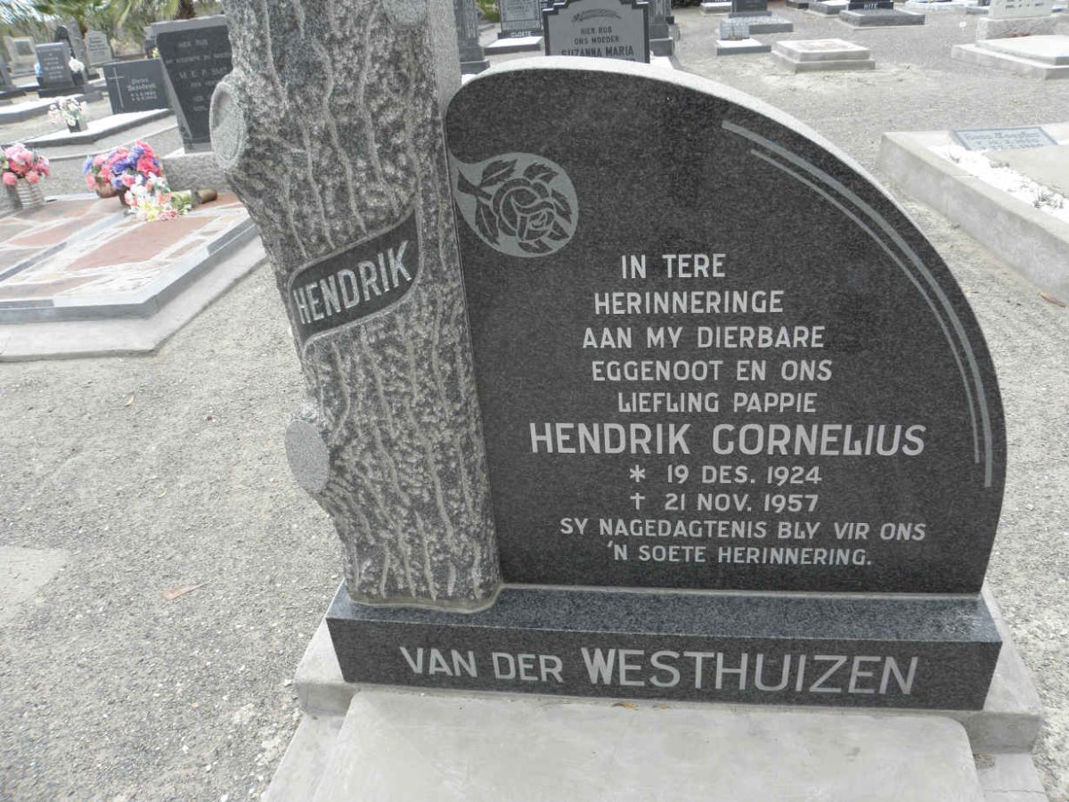 WESTHUIZEN Hendrik Cornelius, van der 1924-1957