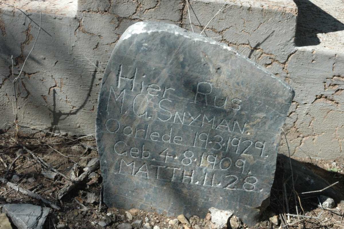 SNYMAN M.G. 1909-1929