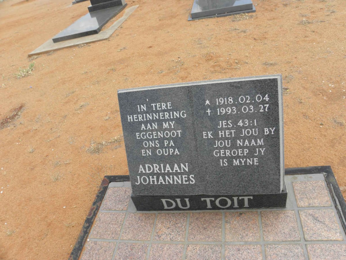TOIT Adriaan Johannes, du 1918-1993