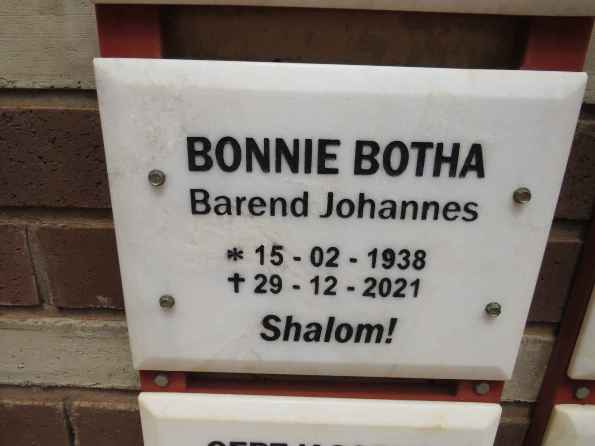BOTHA Barend Johannes 1938-2021