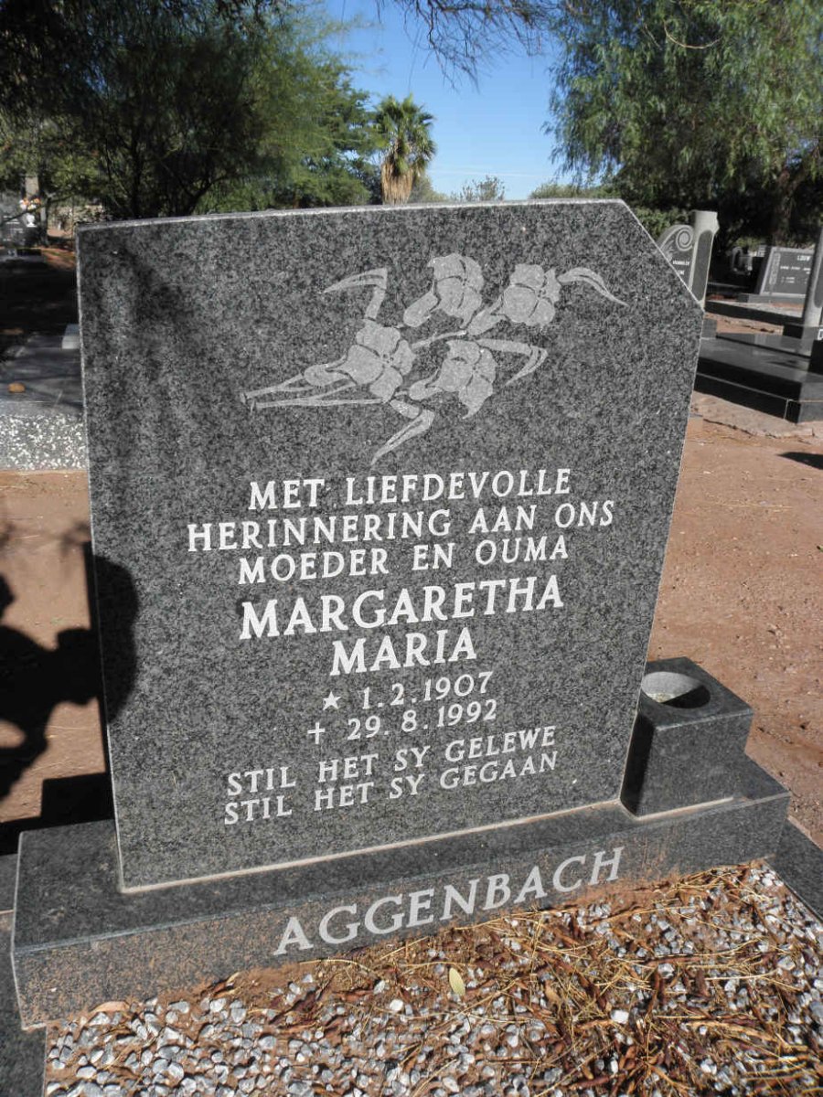 AGGENBACH Margaretha Maria 1907-1992