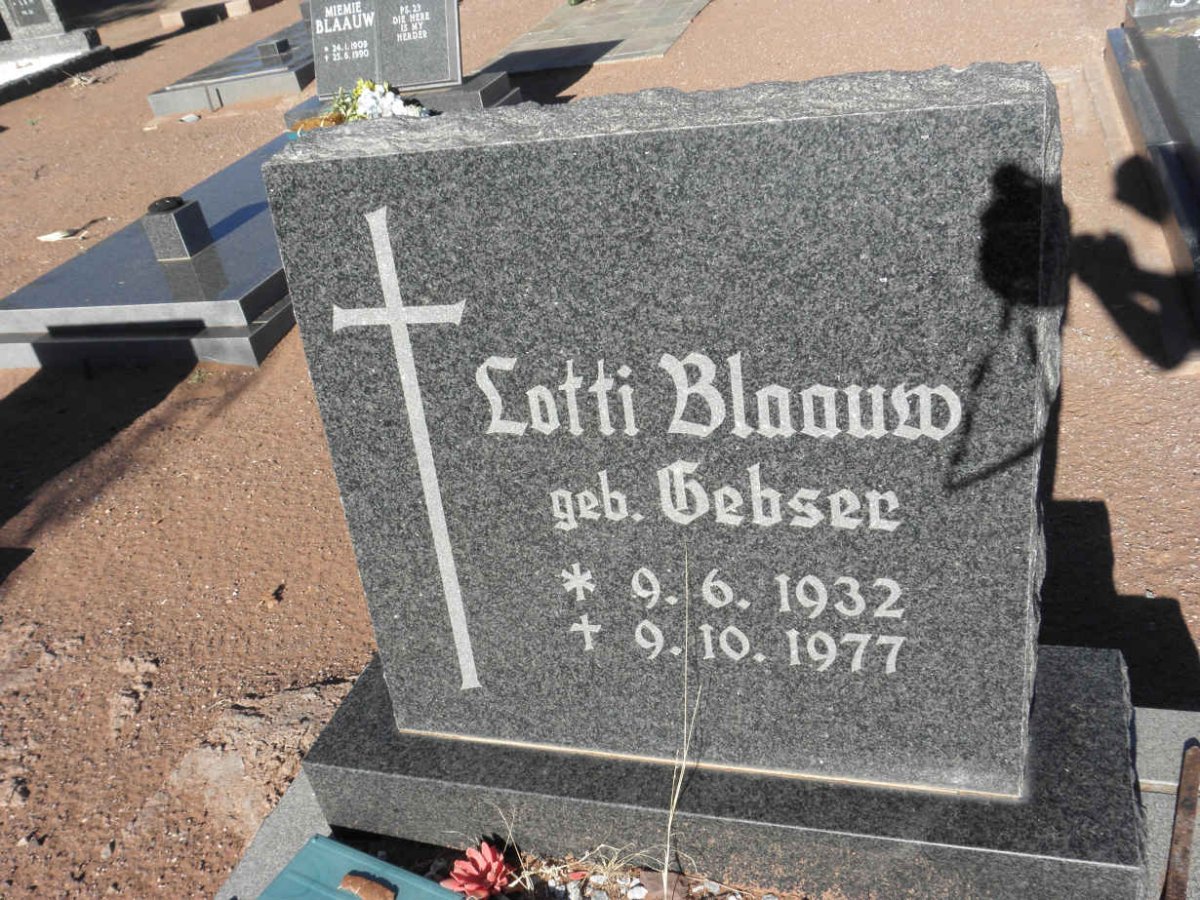 BLAAW Lotti nee GEBSER 1932-1977