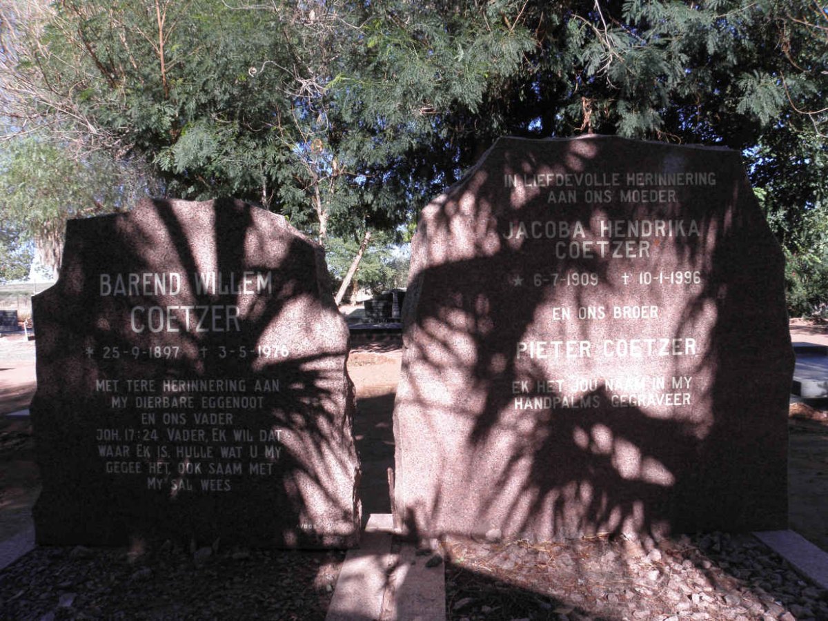 COETZER Barend Willem 1897-1976 &amp; Jacoba Hendrika 1909-1996
