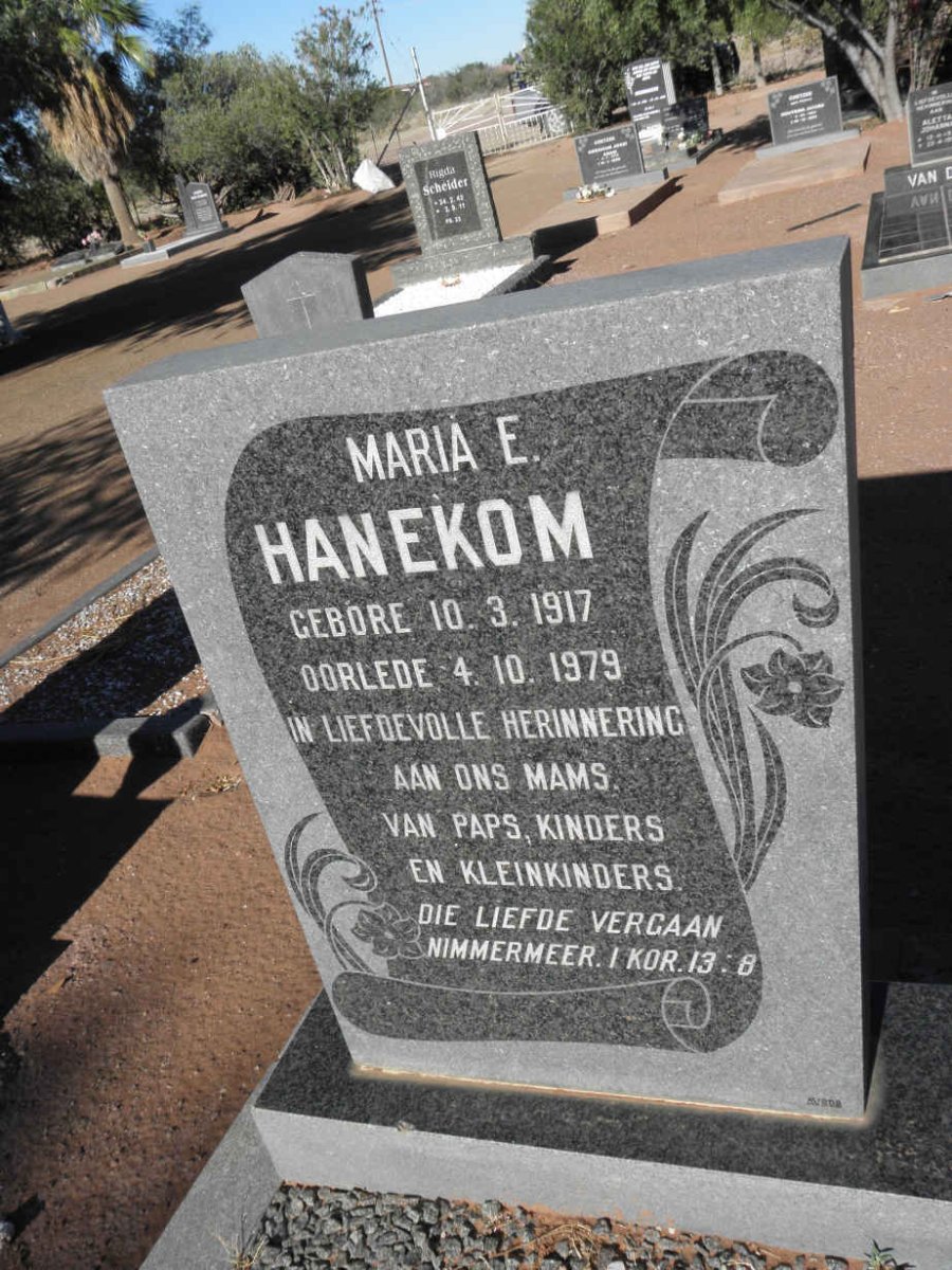 HANEKOM Maria E. 1917-1979