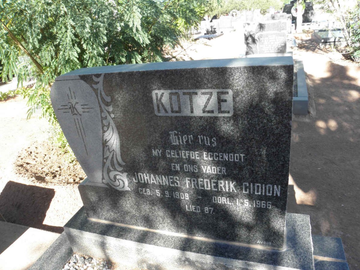 KOTZE Johannes Frederik Gideon 1909-1966