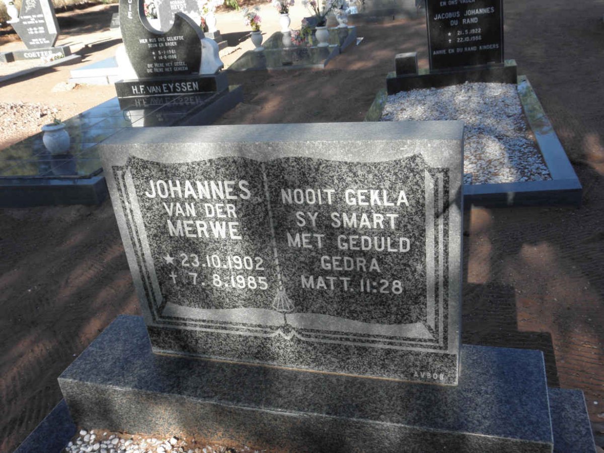 MERWE Johannes, van der 1902-1985