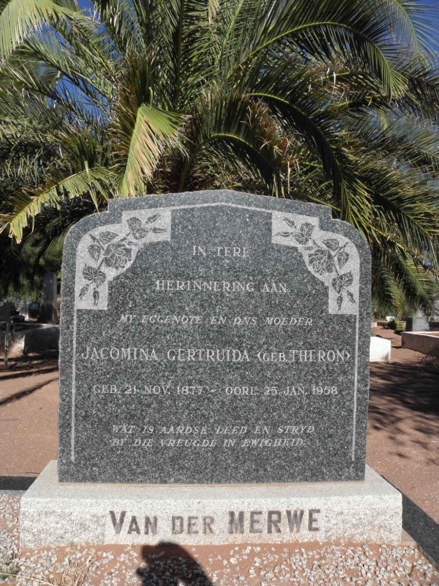 MERWE Jacomina Gertruida,v.d.  nee THERON 1877-1958