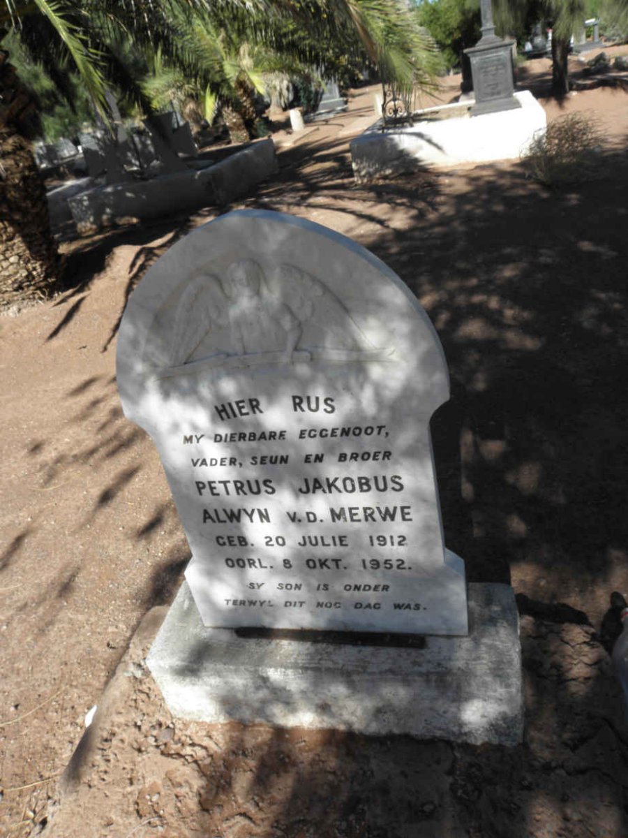 MERWE Petrus Jakobus Alwyn, v.d. 1912-1952