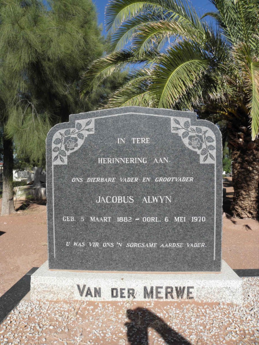 MERWE Jacobus Alwyn, v.d. 1882-1970