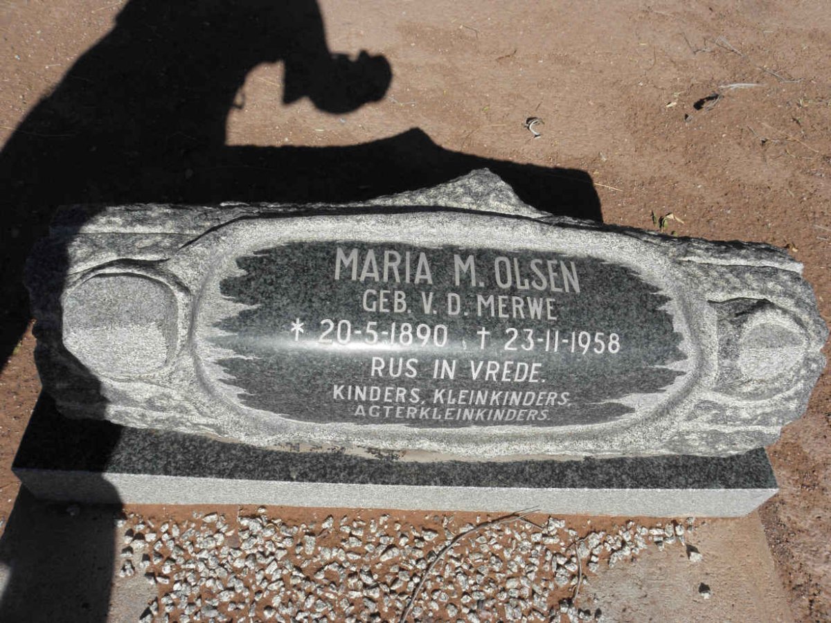 OLSEN Maria M. nee V.D. MERWE 1890-1958