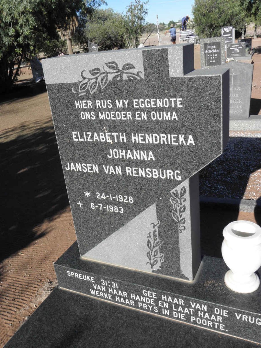 RENSBURG Elizabeth Hendrieka Johanna, Jansen van 1928-1983