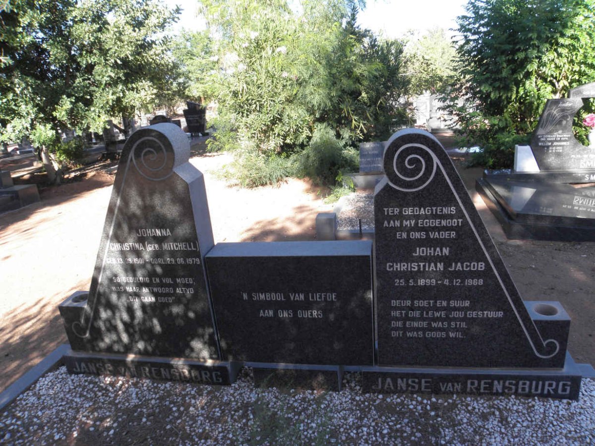 RENSBURG Johan Christiaan Jacob, Janse van 1899-1968 &amp; Johanna Christina MITCHELL 1901-1979