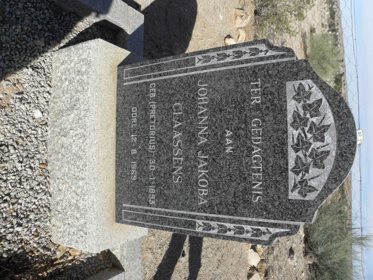 CLAASSENS Johanna Jakoba nee PRETORIUS 1893-1969