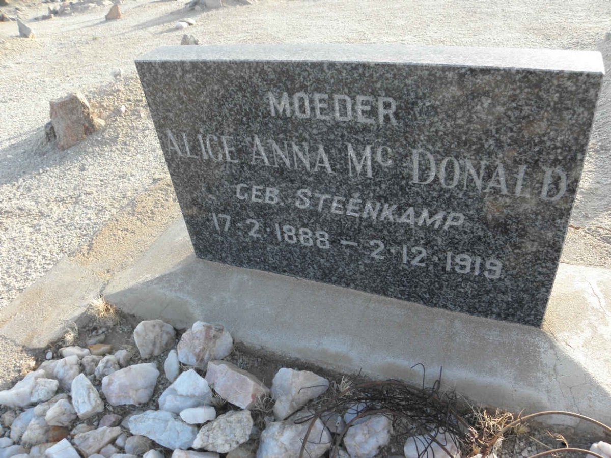 McDONALD Alice Anna nee STEENKAMP 1888-1919