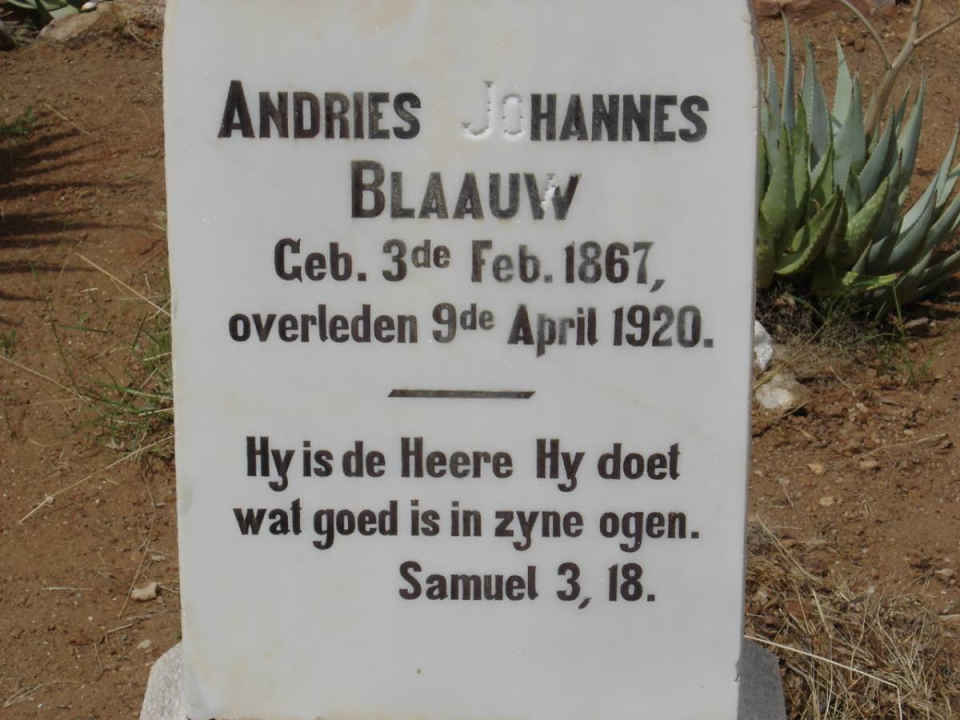 BLAAUW Andries Johannes 1867-1920
