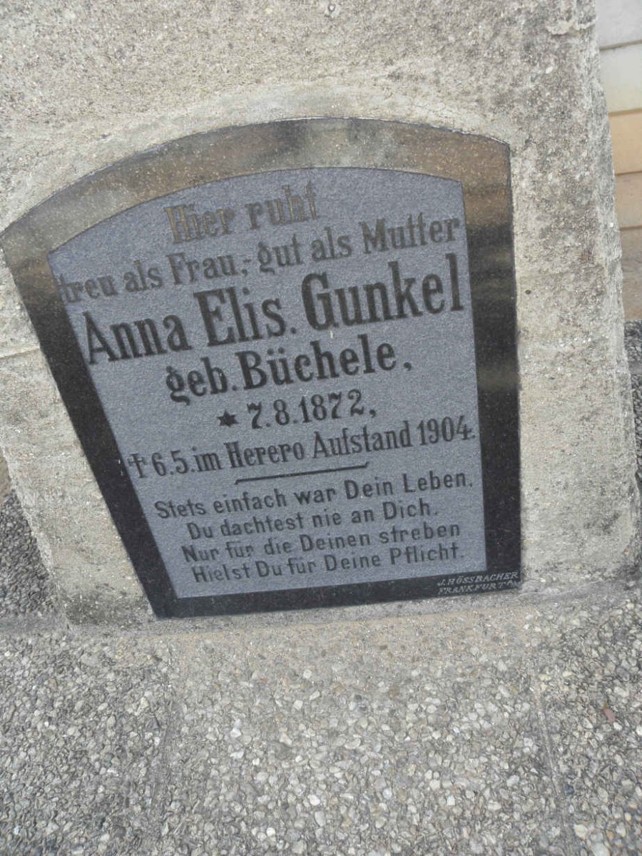GUNKEL Anna Elis. nee BÜCHELE 1872-1904