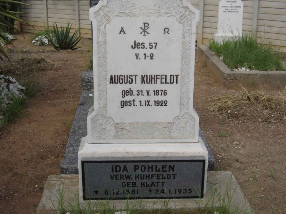 KUHFELDT August 1876-1922 &amp; Ida POHLEN nee KLATT 1881-1935