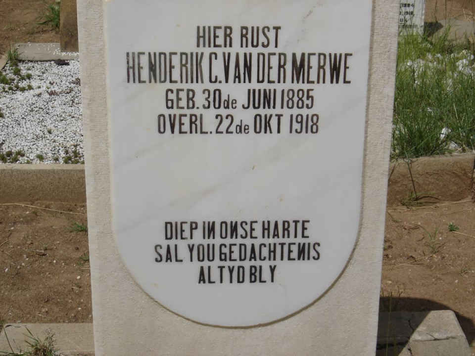 MERWE Hendrik C., van der 1885-1918