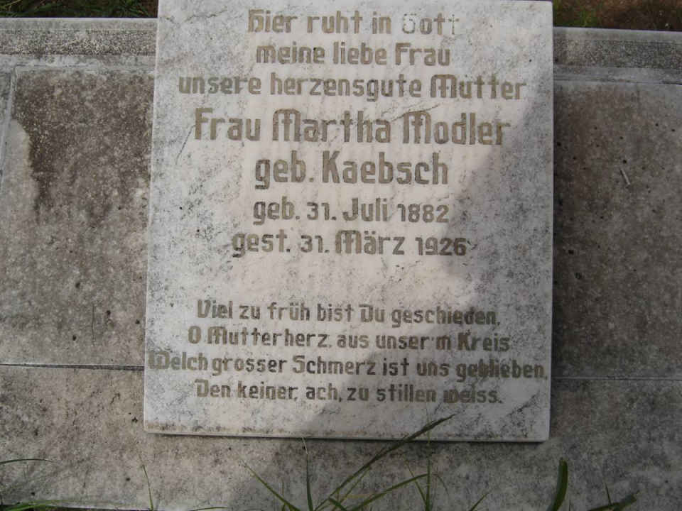 MODLER Martha nee KAEBSCH 1882-1926
