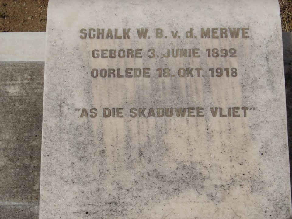 MERWE Schalk W.B., van der 1892-1918