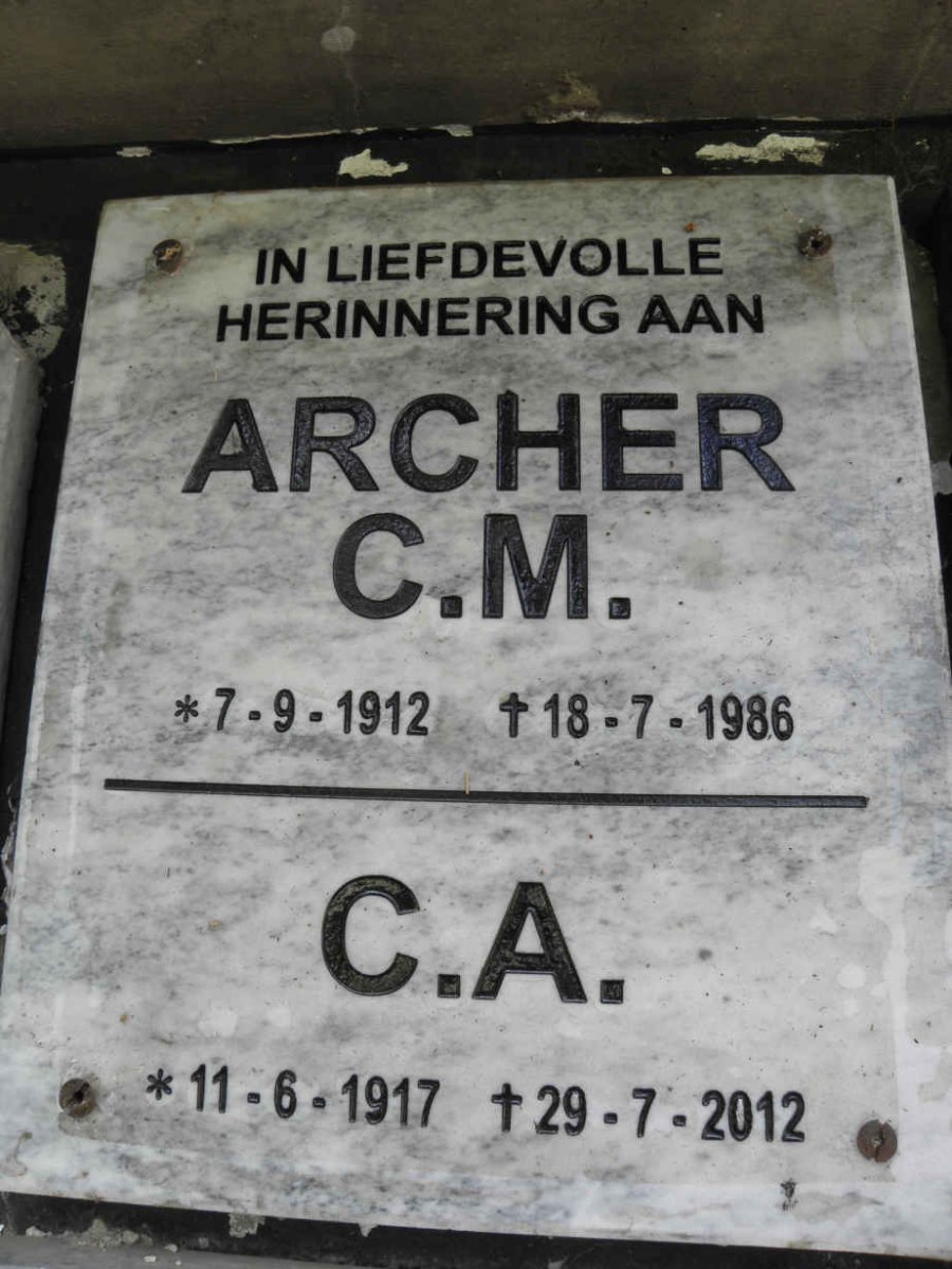 ARCHER C.M. 1912-1986 &amp; C.A. 1917-2012