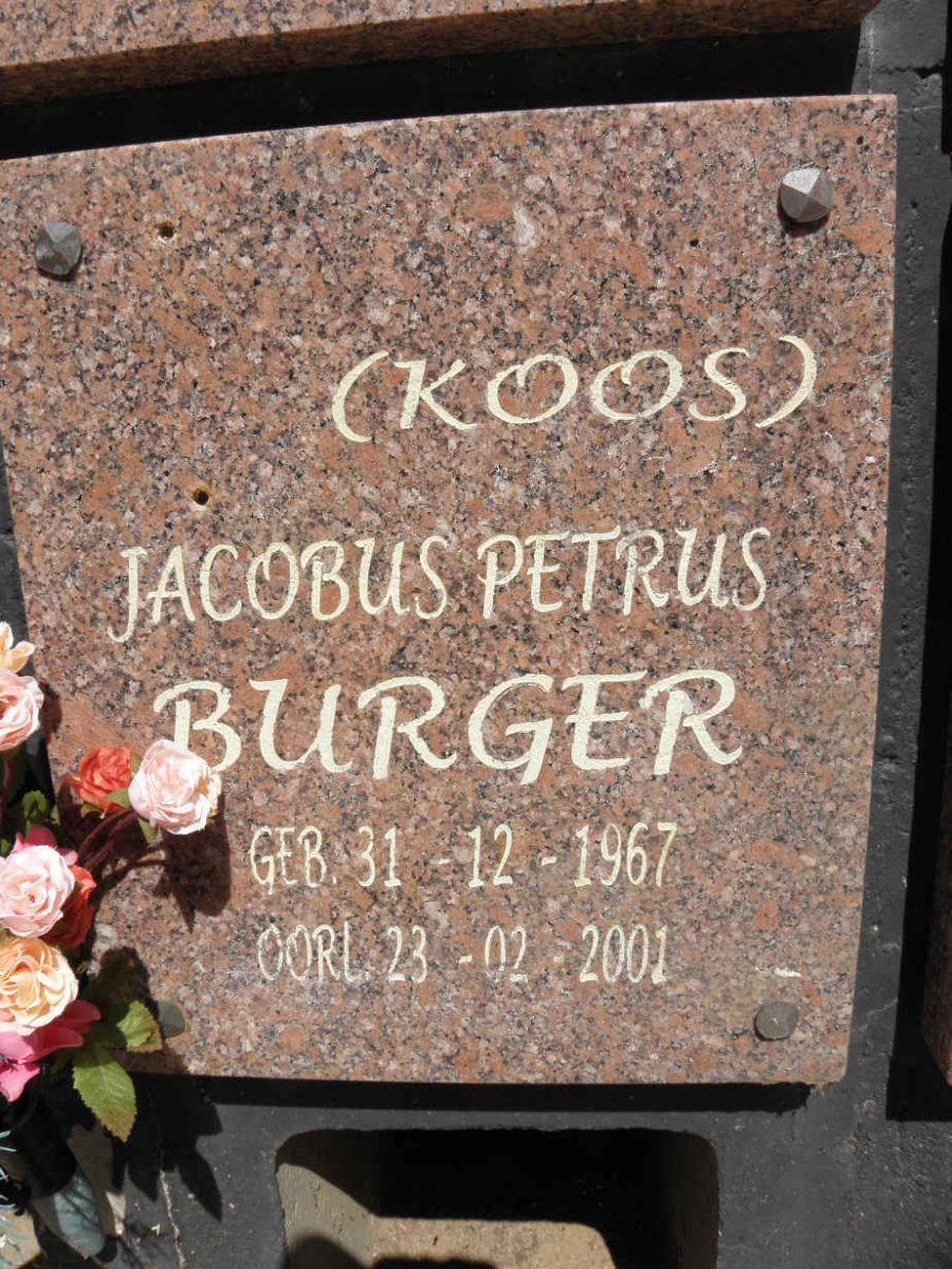 BURGER Jacobus Petrus 1967-2001