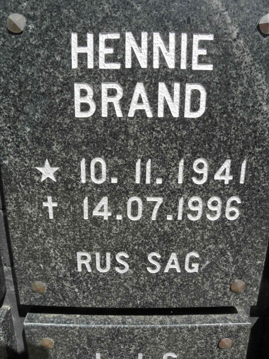 BRAND Hennie 1941-1996