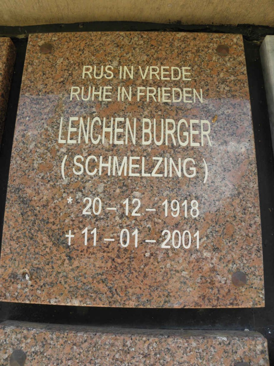 BURGER Lenchen nee SCHMELZING 1918-2001