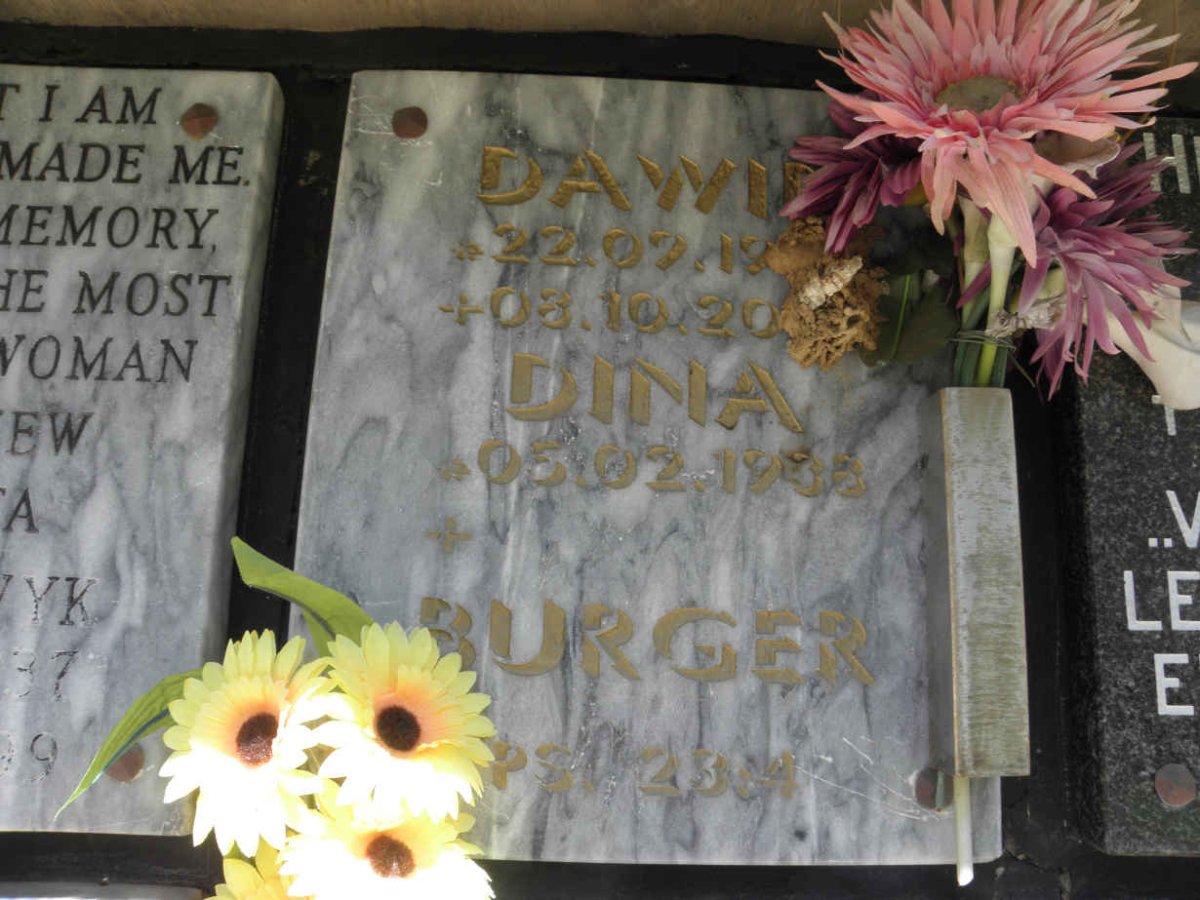 BURGER Dawid 19??-20?? &amp; Dina 1938-