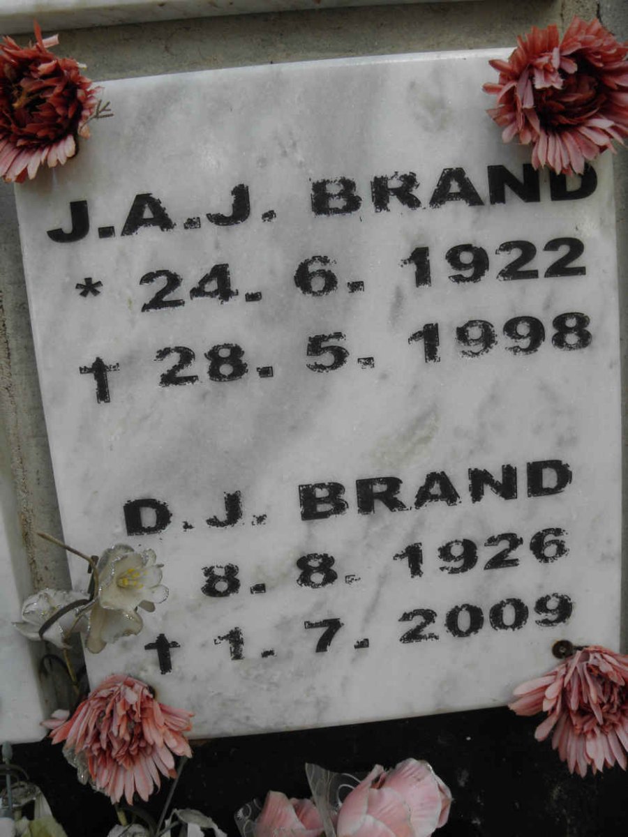 BRAND J.A.J. 1922-1998 &amp; D.J. 1926-2009