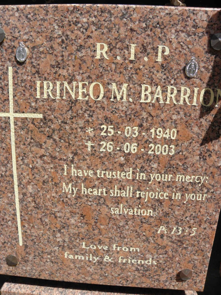 BARRION Irineo M. 1940-2003