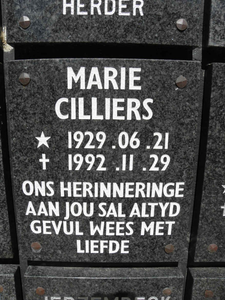 CILLIERS Marie 1929-1992