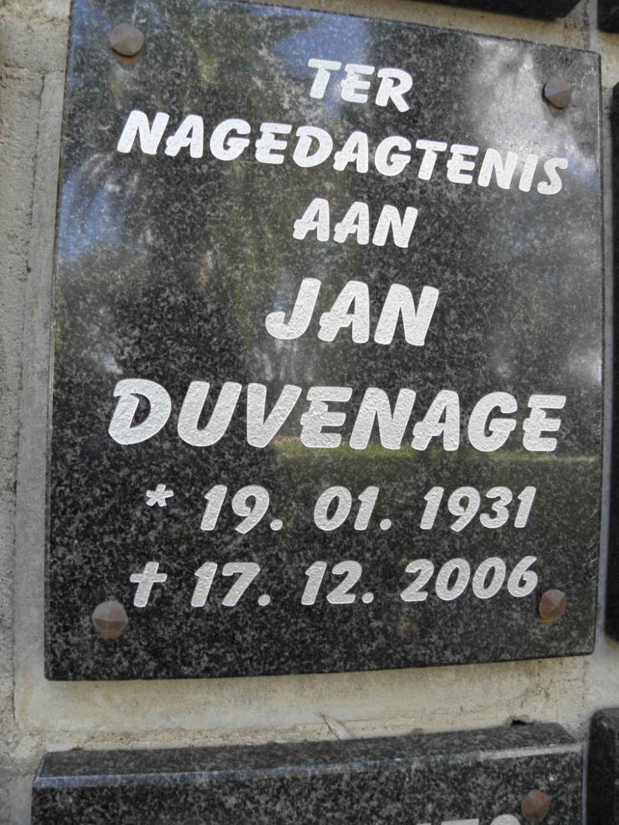 DUVENAGE Jan 1931-2006