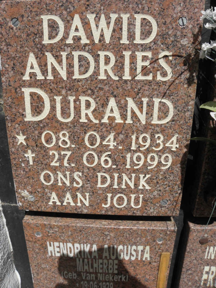 DURAND Dawid Andries 1934-1999